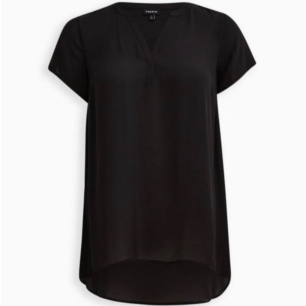 Torrid Solid Black Plus Size Georgette Hi-Low Tunic Sheer Blouse Size 2X
